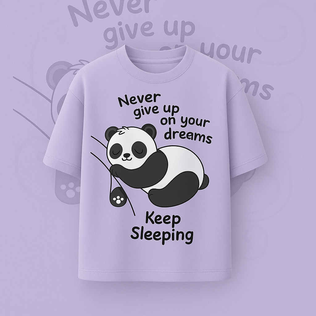create a mockup of oversized t-shirt in lavender color with premium 3D background theme and design effect in background-2